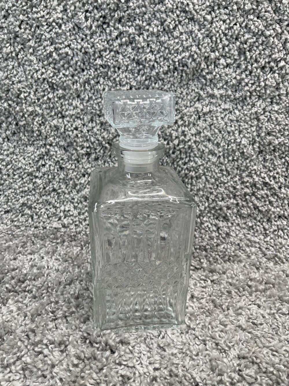 Vintage Fancy Glass Decanter 8.5 Inch Bourbon Whiskey Glass Bottle Home